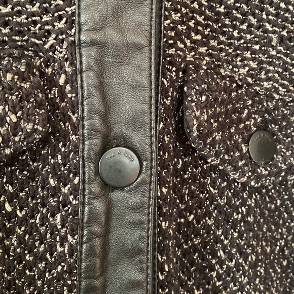 Rag & Bone Tweed Knitted Baseball Varsity Jacket Leather Trim - Picture 5 of 8